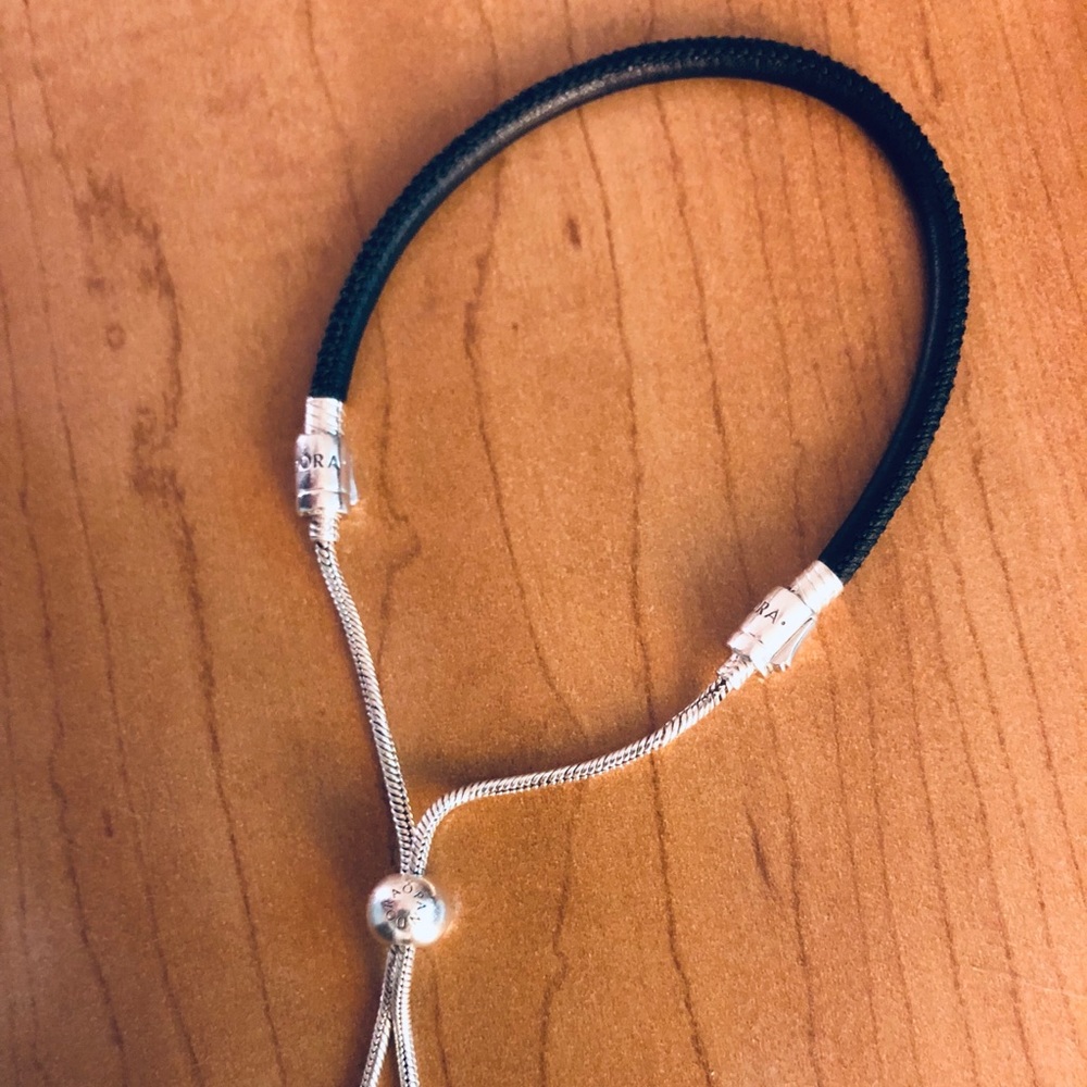 Pandora black sliding leather bracelet